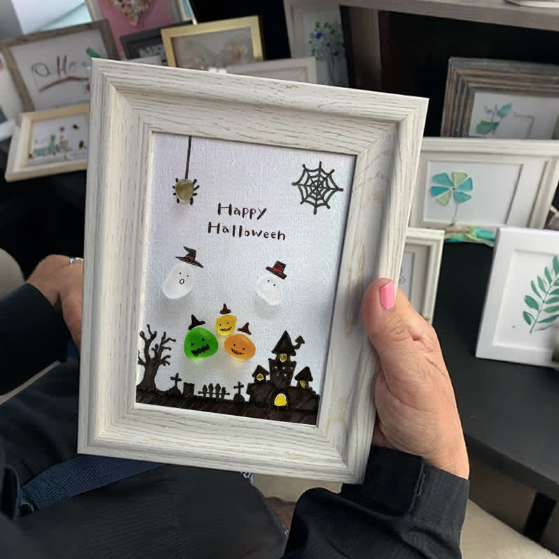 Ghost Happy Halloween Sea Glass Framed Art - image 3