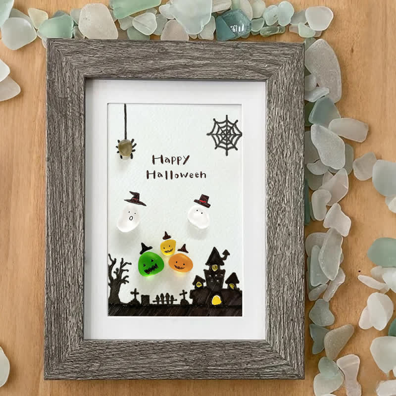 Ghost Happy Halloween Sea Glass Framed Art - image 0