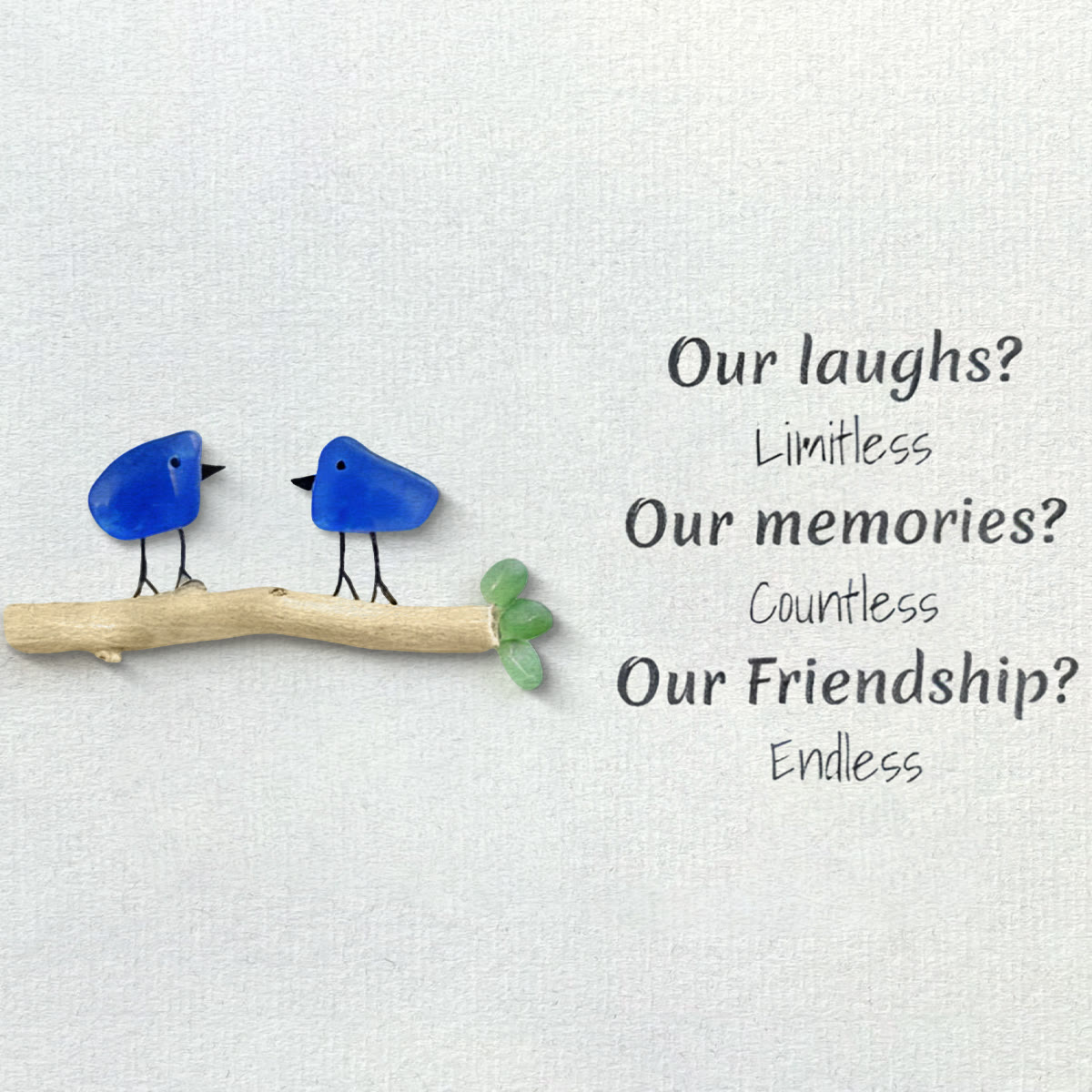 Laughs Memories and Friendship Birds Sea Glass Framed Art - Seaglass Card - 6" X 8" - image 1