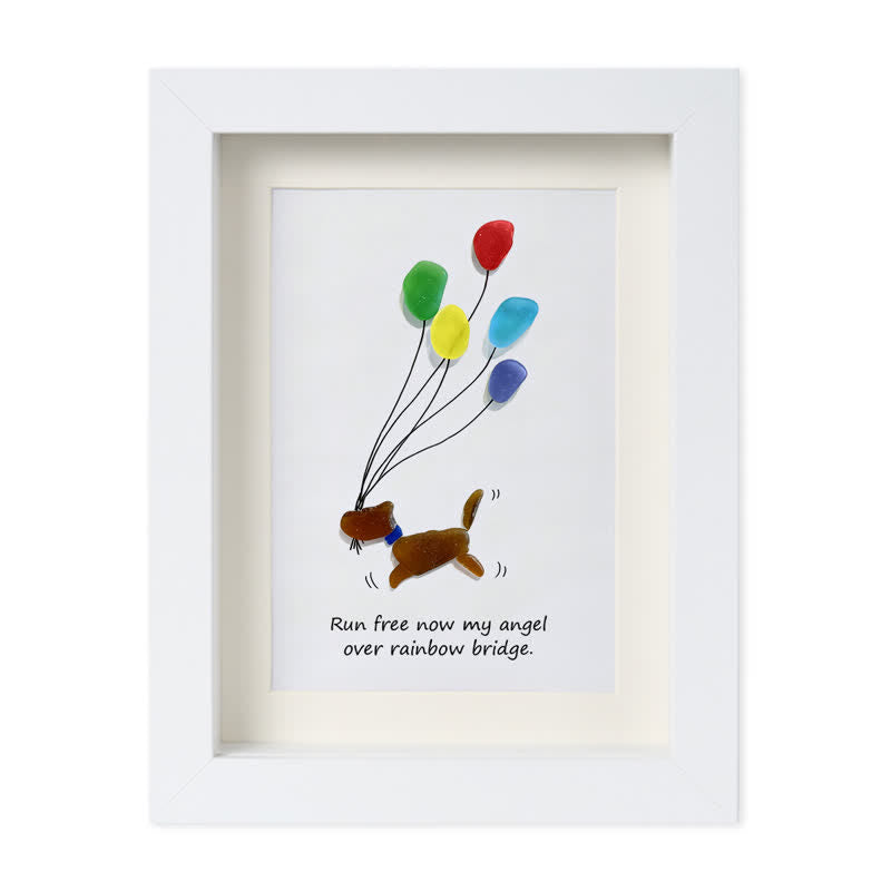 Run Free Now My Angel Dog Memorial Sea Glass Framed Art - White - 8" X 6" - image 12