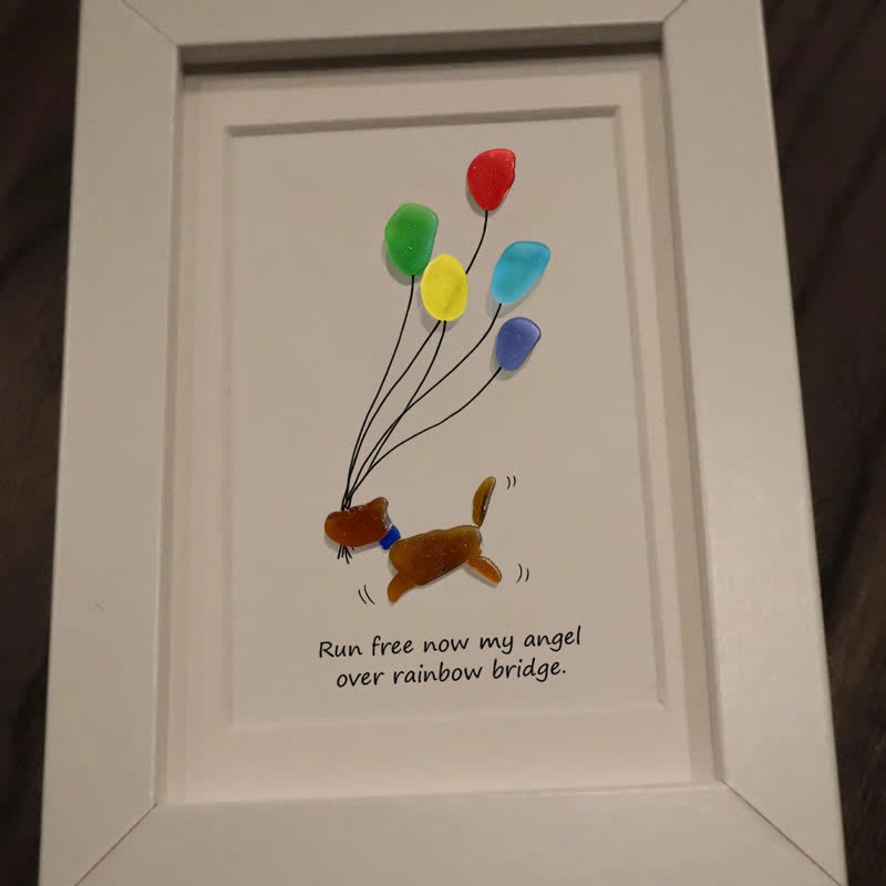 Run Free Now My Angel Dog Memorial Sea Glass Framed Art - image 8