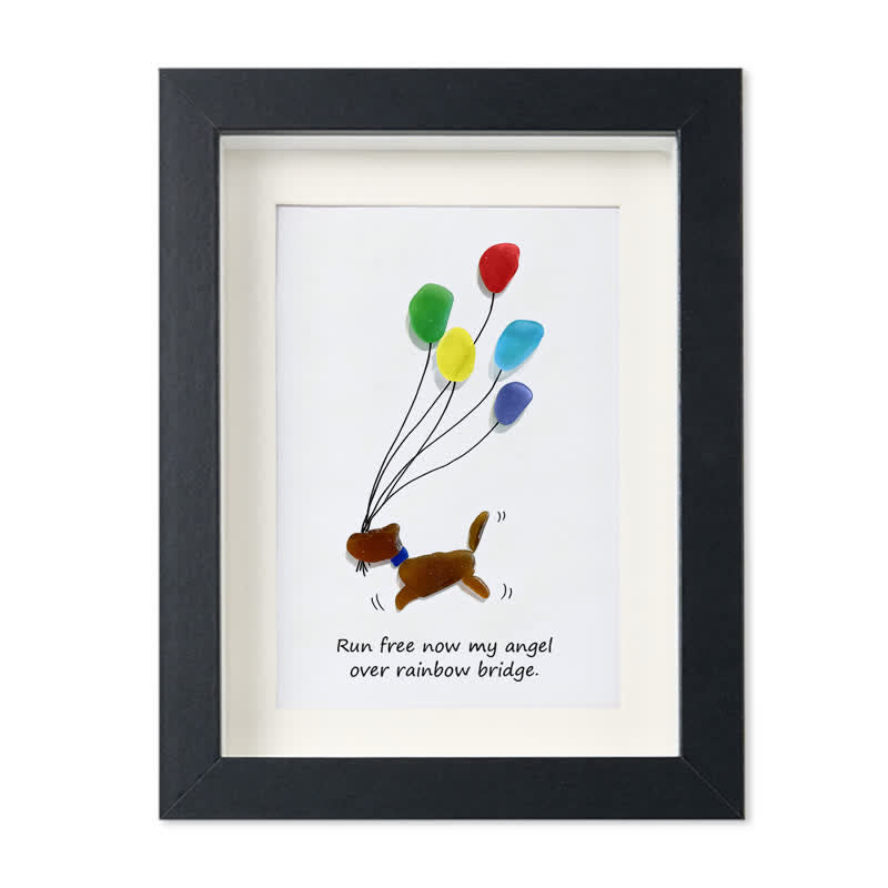 Run Free Now My Angel Dog Memorial Sea Glass Framed Art - Black - 8" X 6" - image 11