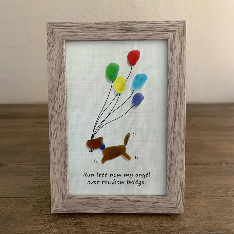 Run Free Now My Angel Dog Memorial Sea Glass Framed Art - image 7