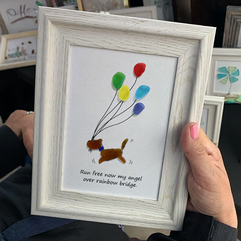 Run Free Now My Angel Dog Memorial Sea Glass Framed Art - image 5