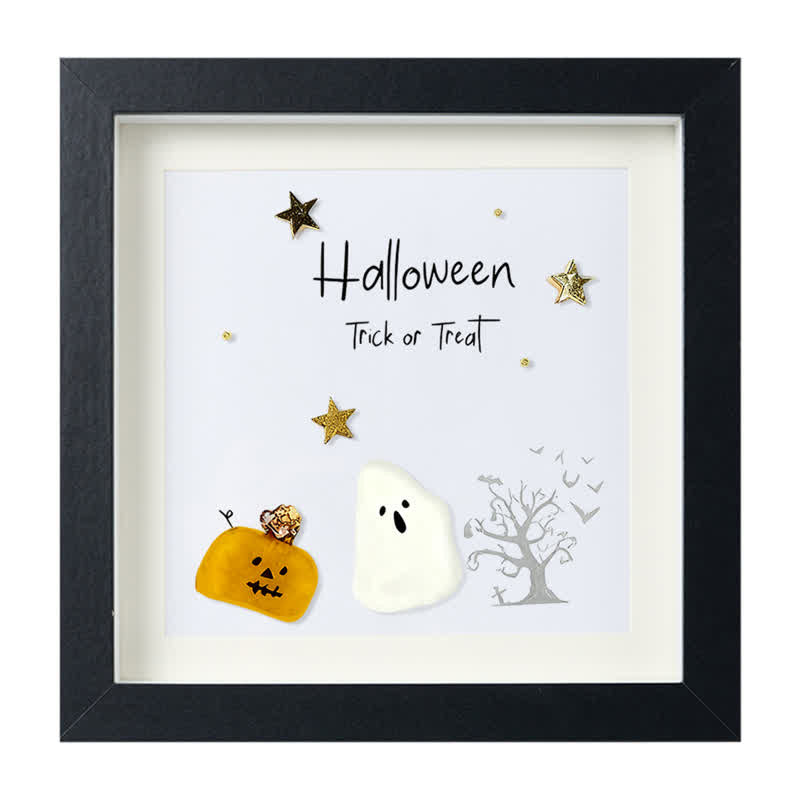 Halloween Trick Or Treat Sea Glass Framed Art - Black - 8" X 8" - image 8