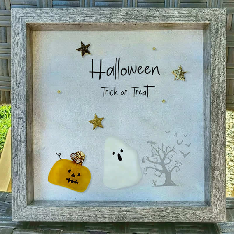 Halloween Trick Or Treat Sea Glass Framed Art - image 5