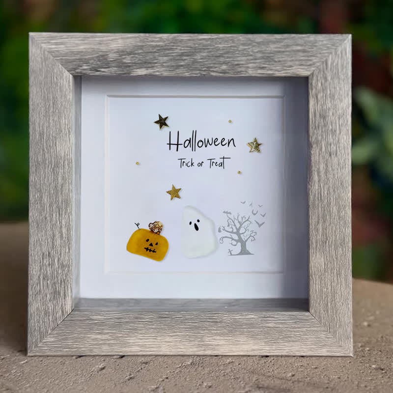 Halloween Trick Or Treat Sea Glass Framed Art - image 2