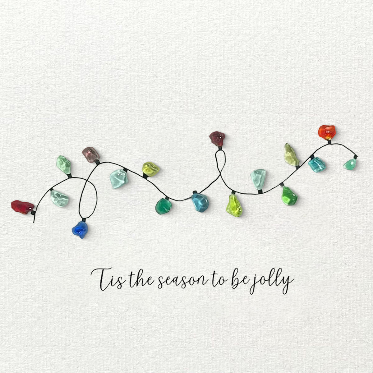 Christmas Light Bulbs Sea Glass Framed Art - Seaglass Card - 6" X 8" - image 1