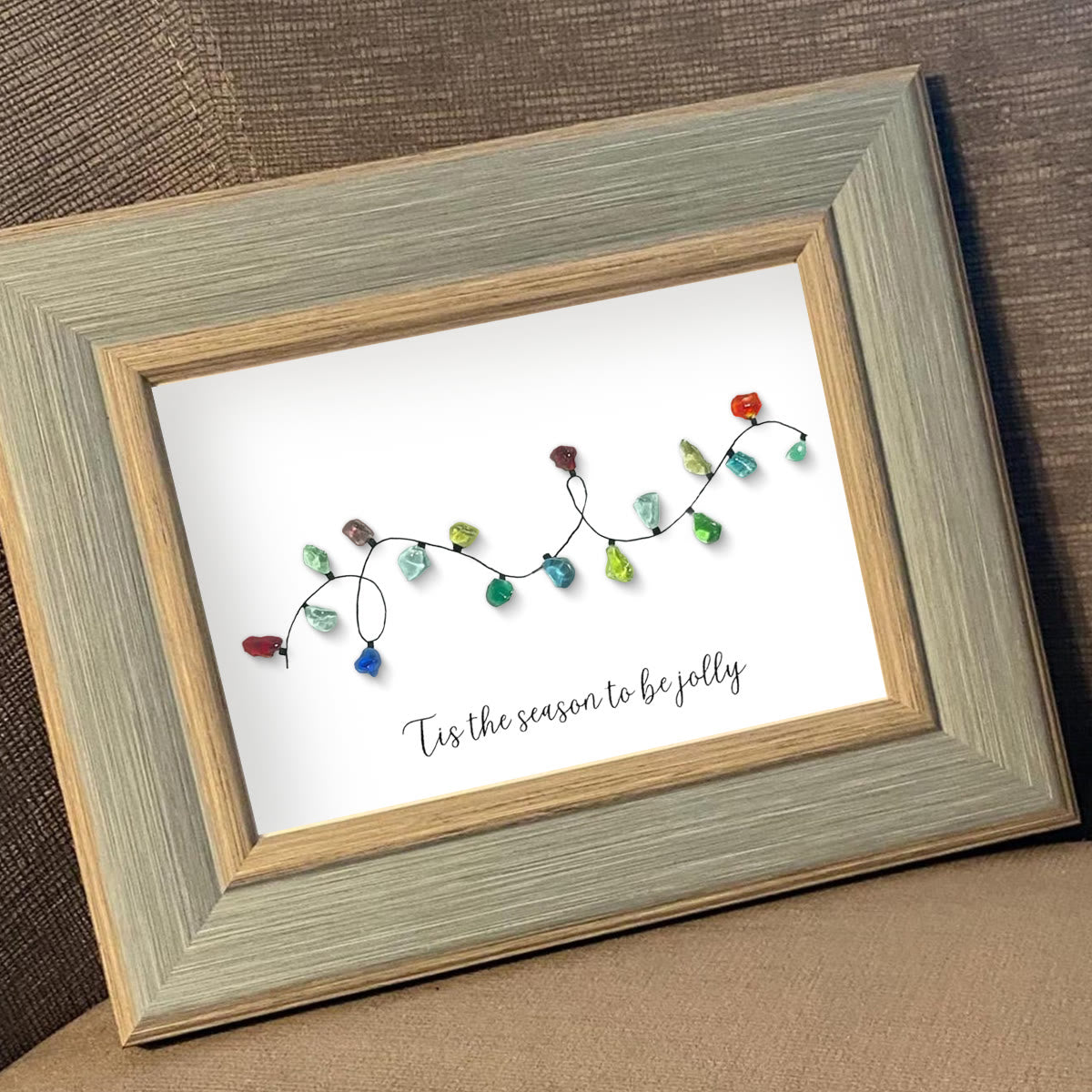 Christmas Light Bulbs Sea Glass Framed Art - image 6