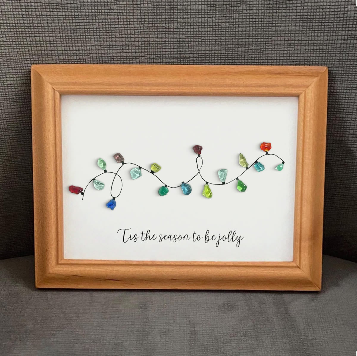 Christmas Light Bulbs Sea Glass Framed Art - image 3