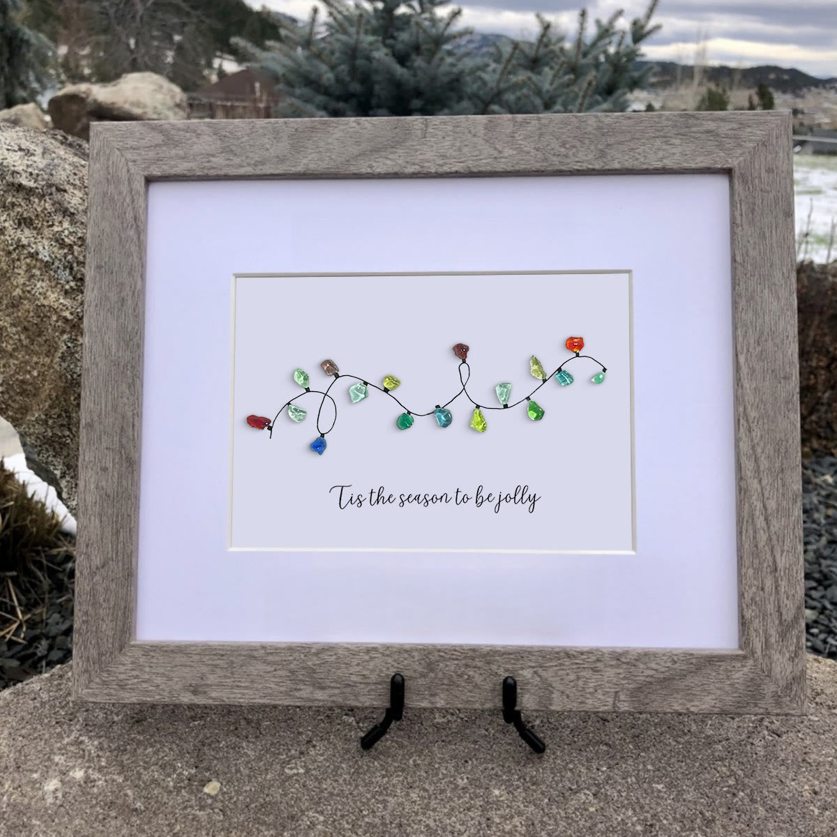 Christmas Light Bulbs Sea Glass Framed Art - image 7