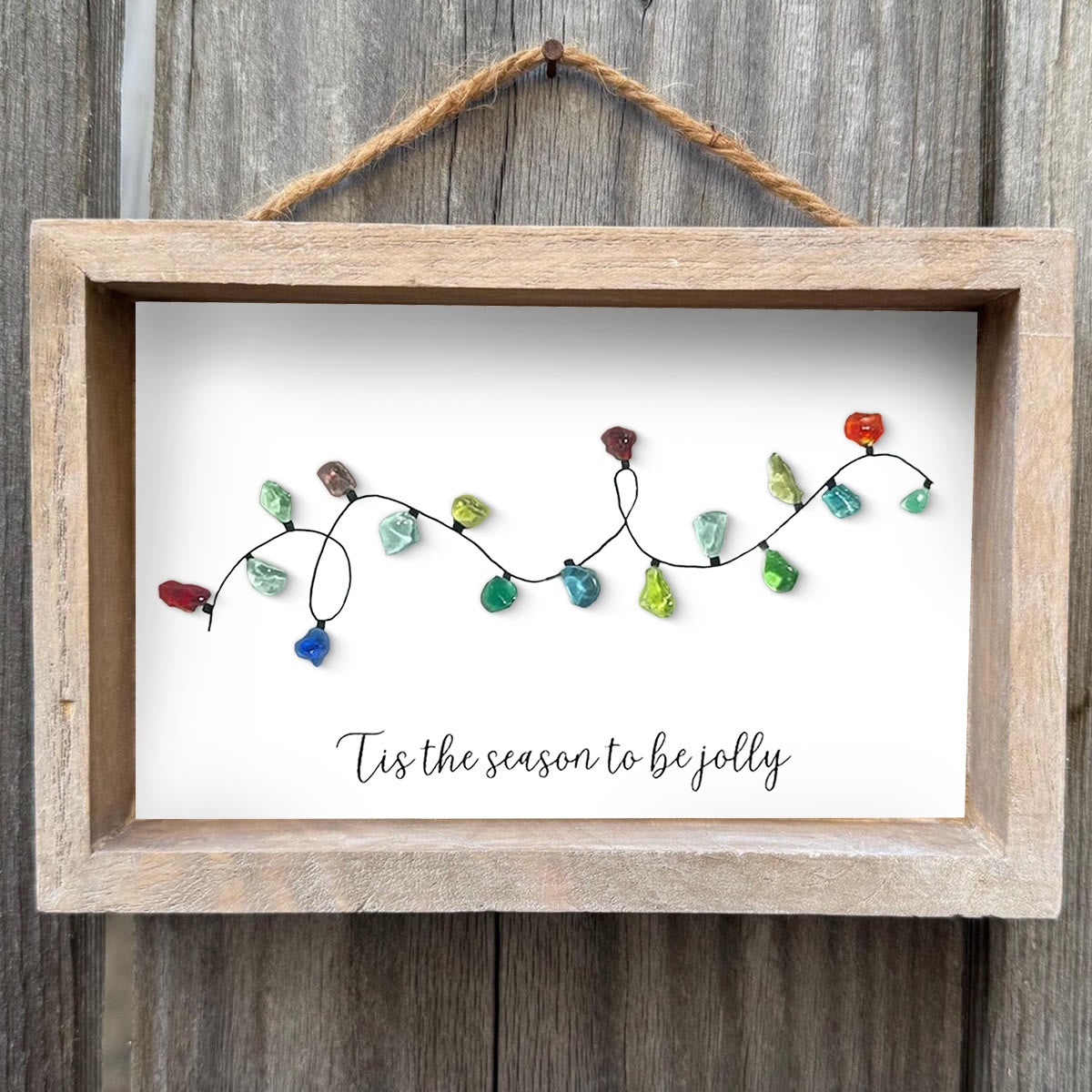Christmas Light Bulbs Sea Glass Framed Art - image 5