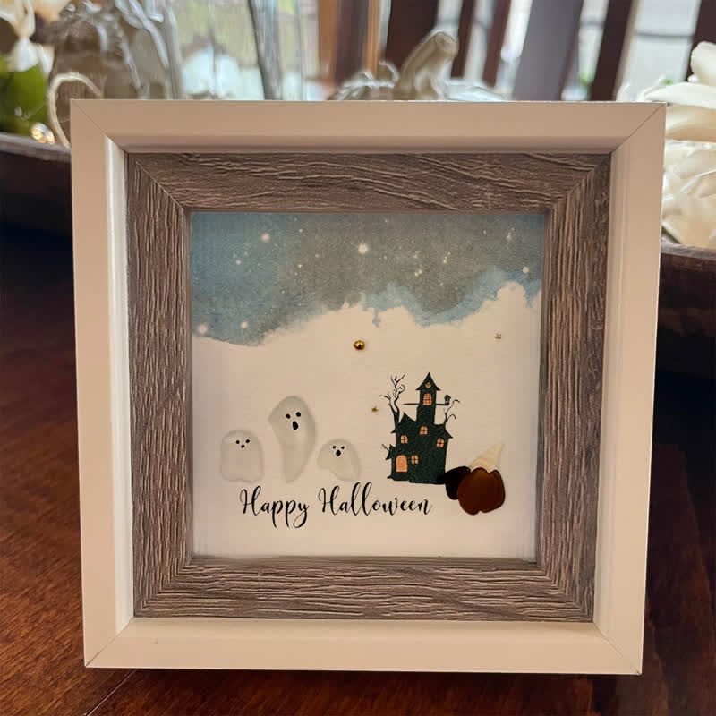 Halloween Ghost House Sea Glass Framed Art - image 5
