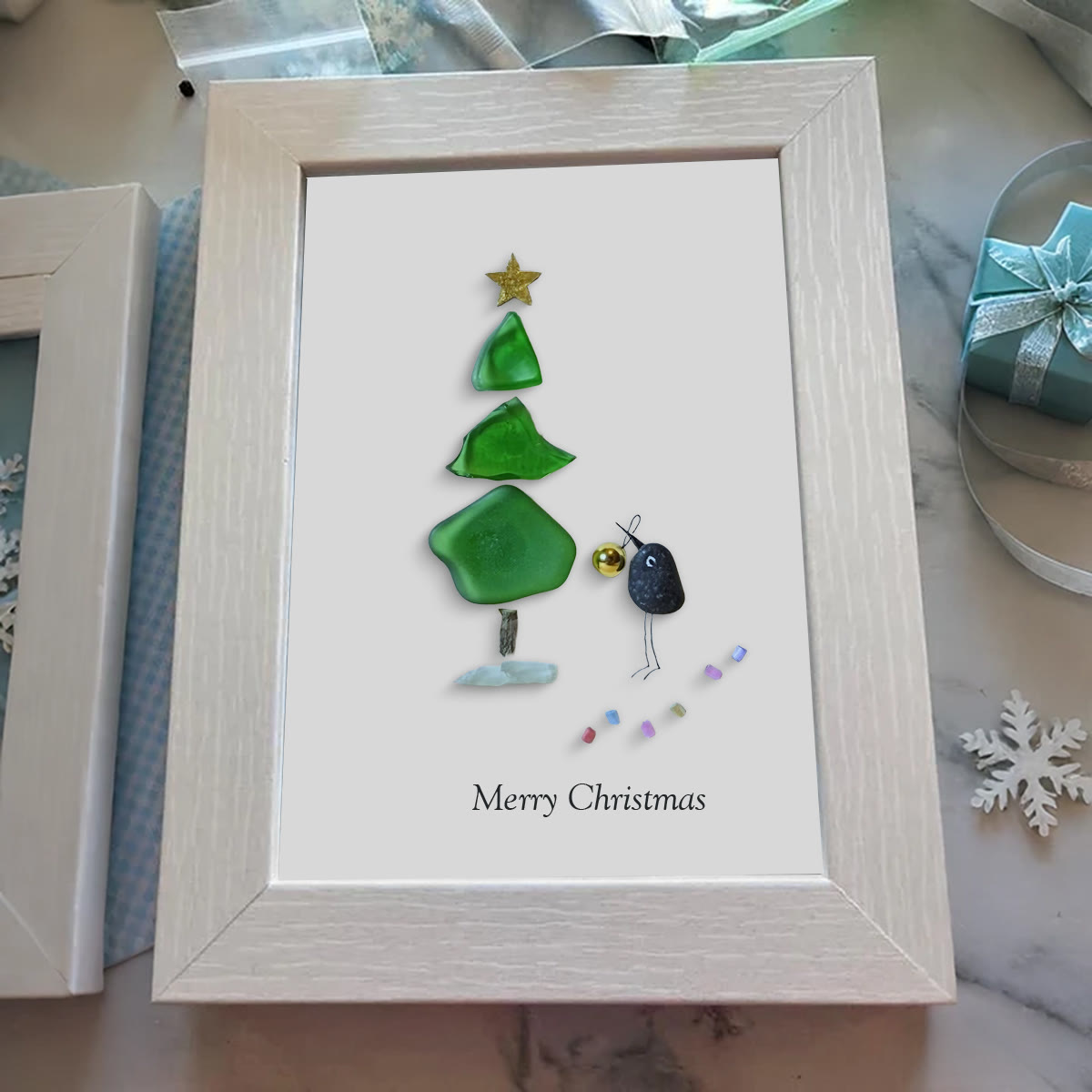 Christmas Tree Sea Glass Framed Art - image 0