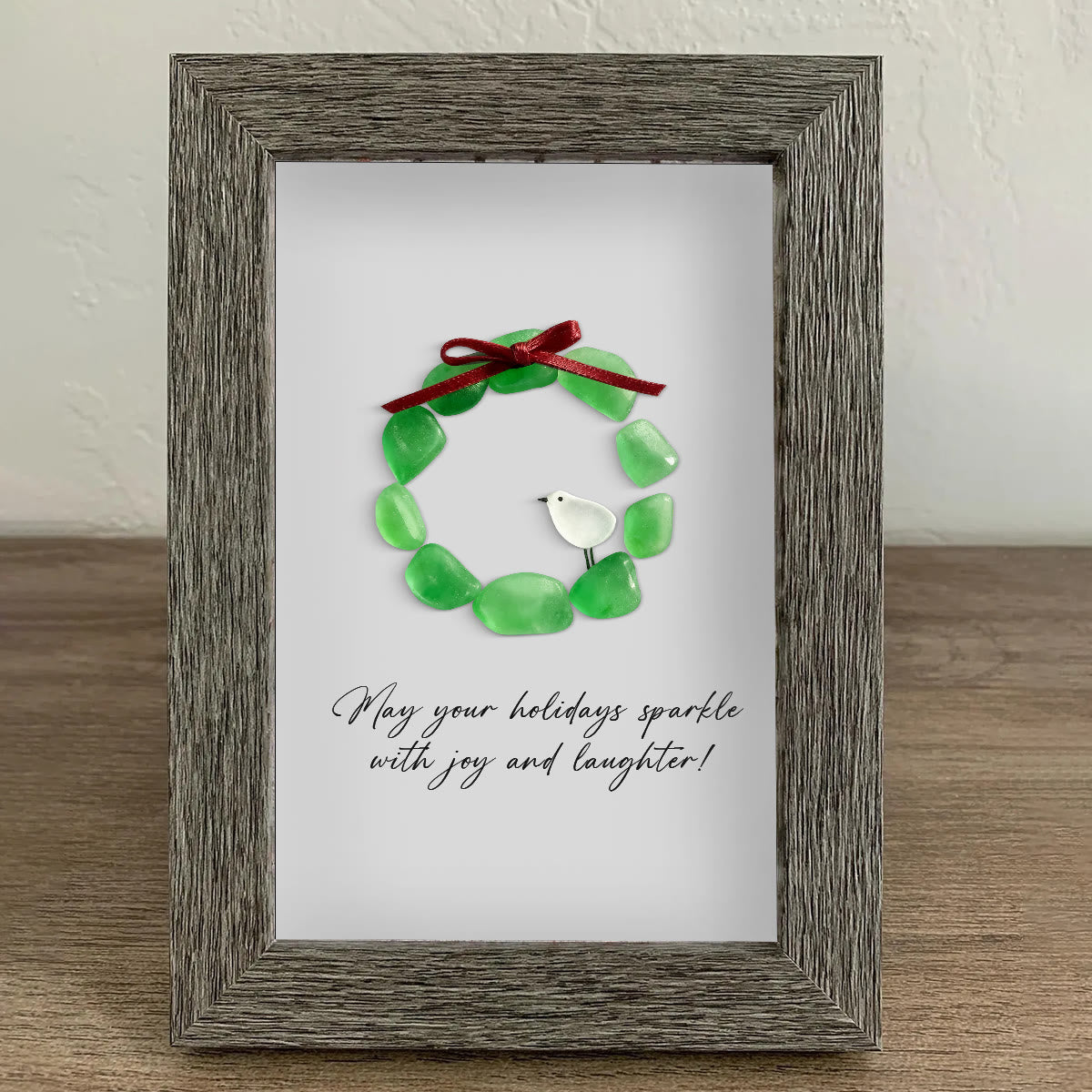 Christmas Wreath And Wreath Sea Glass Framed Art - image 7