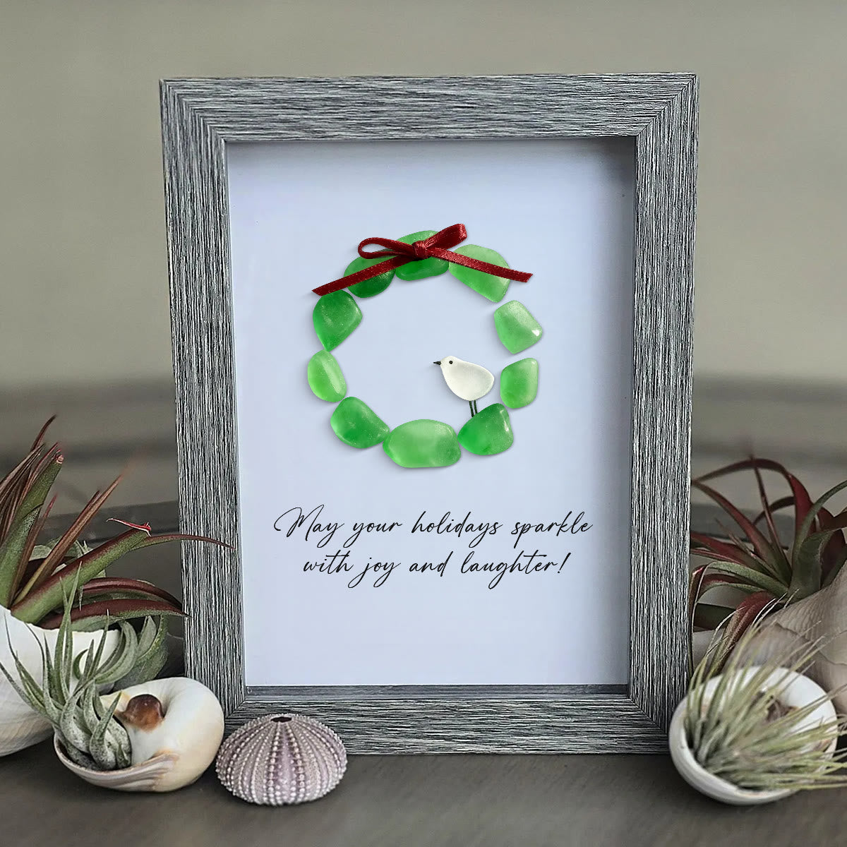 Christmas Wreath And Wreath Sea Glass Framed Art - image 8