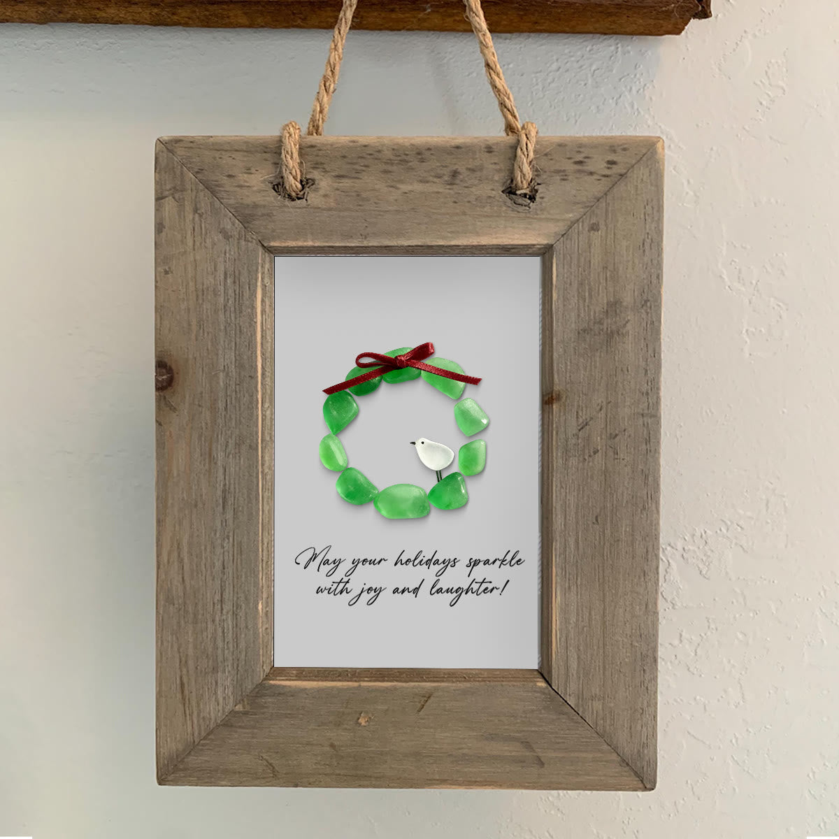 Christmas Wreath And Wreath Sea Glass Framed Art - image 4