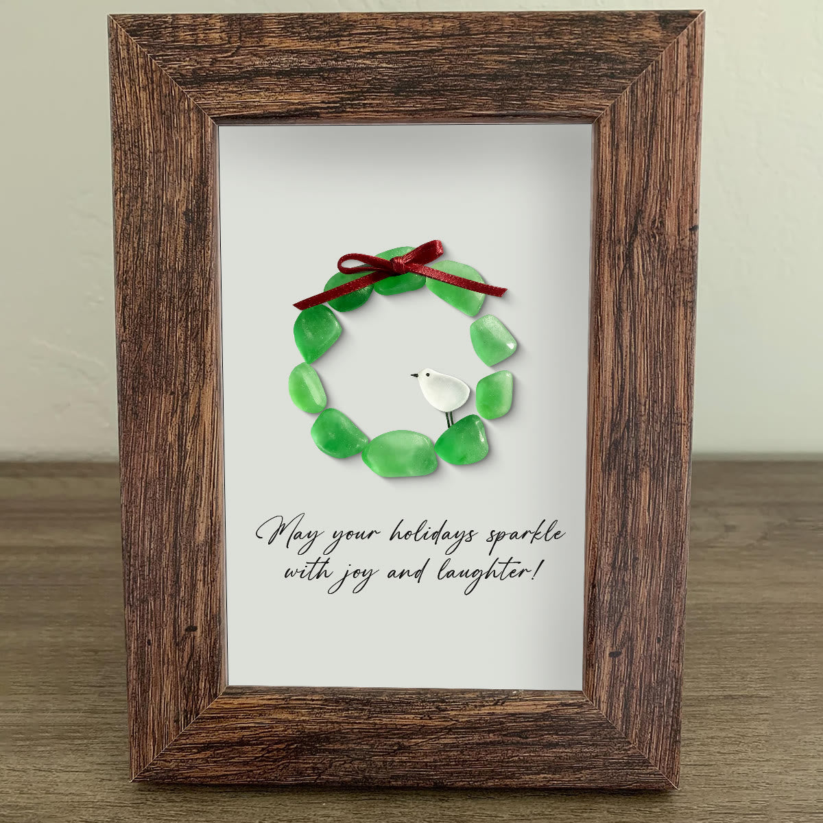 Christmas Wreath And Wreath Sea Glass Framed Art - image 6