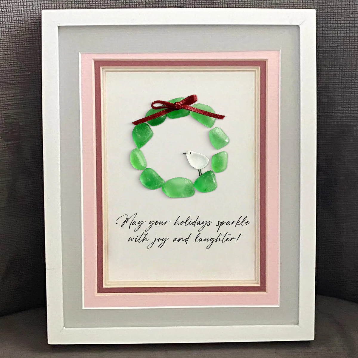 Christmas Wreath And Wreath Sea Glass Framed Art - image 0