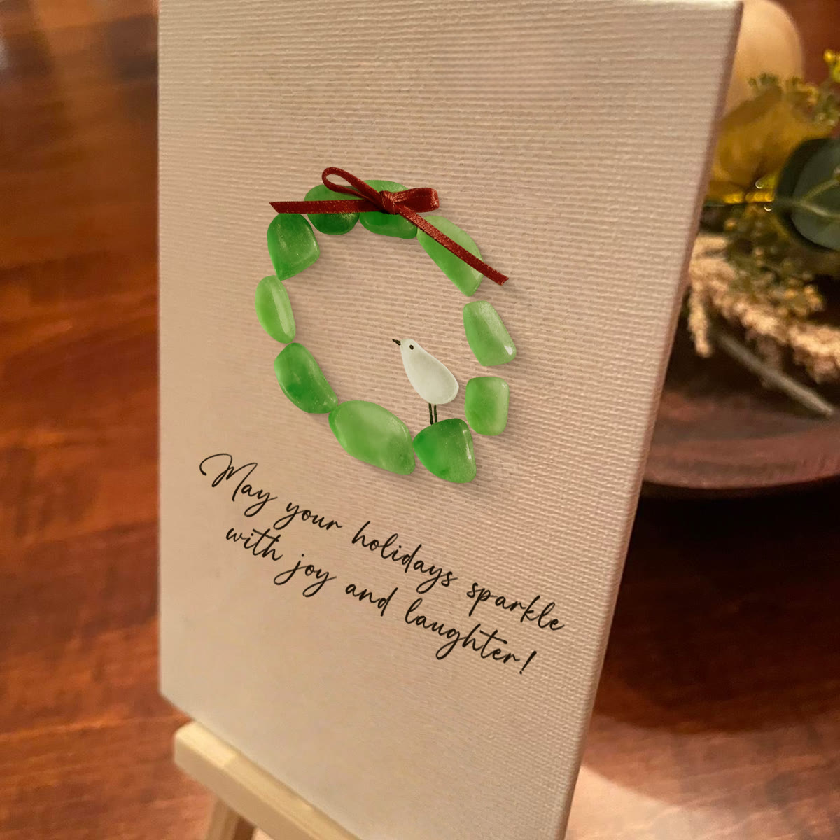 Christmas Wreath And Wreath Sea Glass Framed Art - image 2