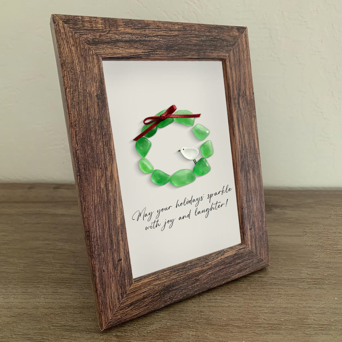 Christmas Wreath And Wreath Sea Glass Framed Art - image 5