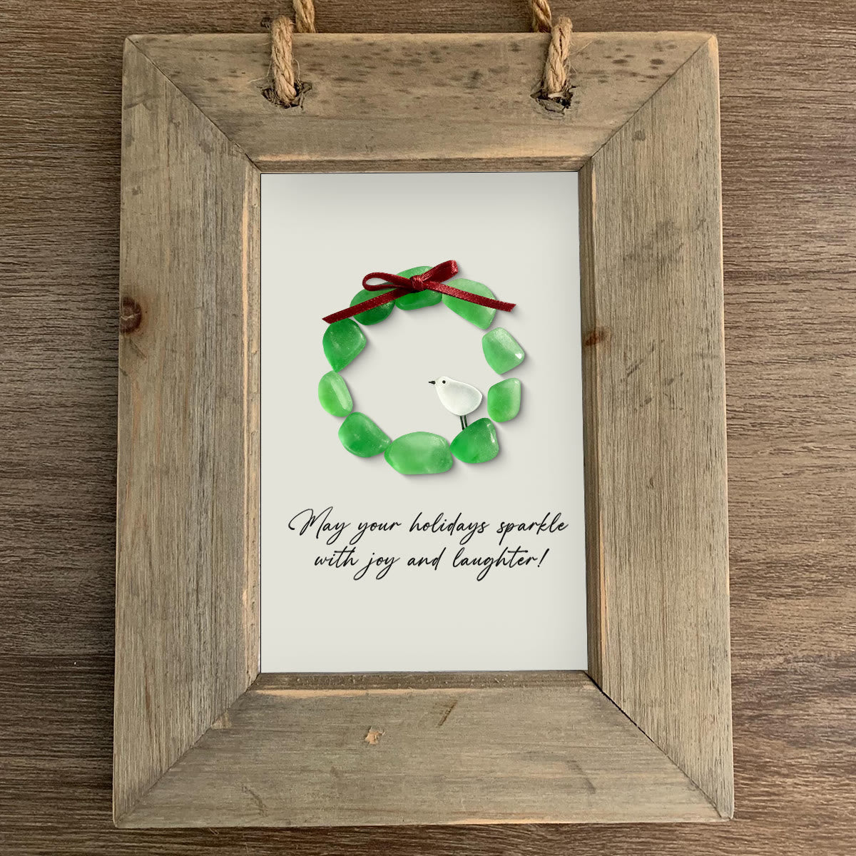 Christmas Wreath And Wreath Sea Glass Framed Art - image 3