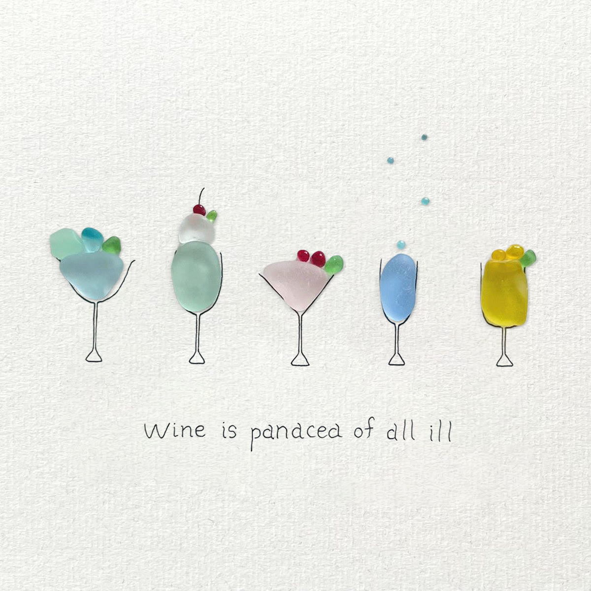Wine is a panacea of all ill Sea Glass Framed Art - image 7