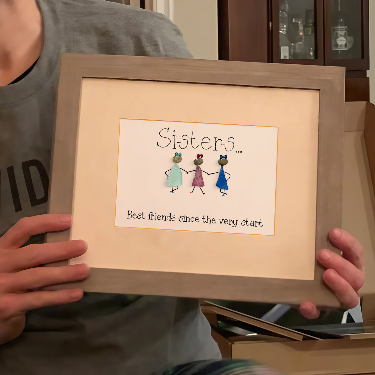 Sisters Are Best Friends Sea Glass Framed Art - image 2