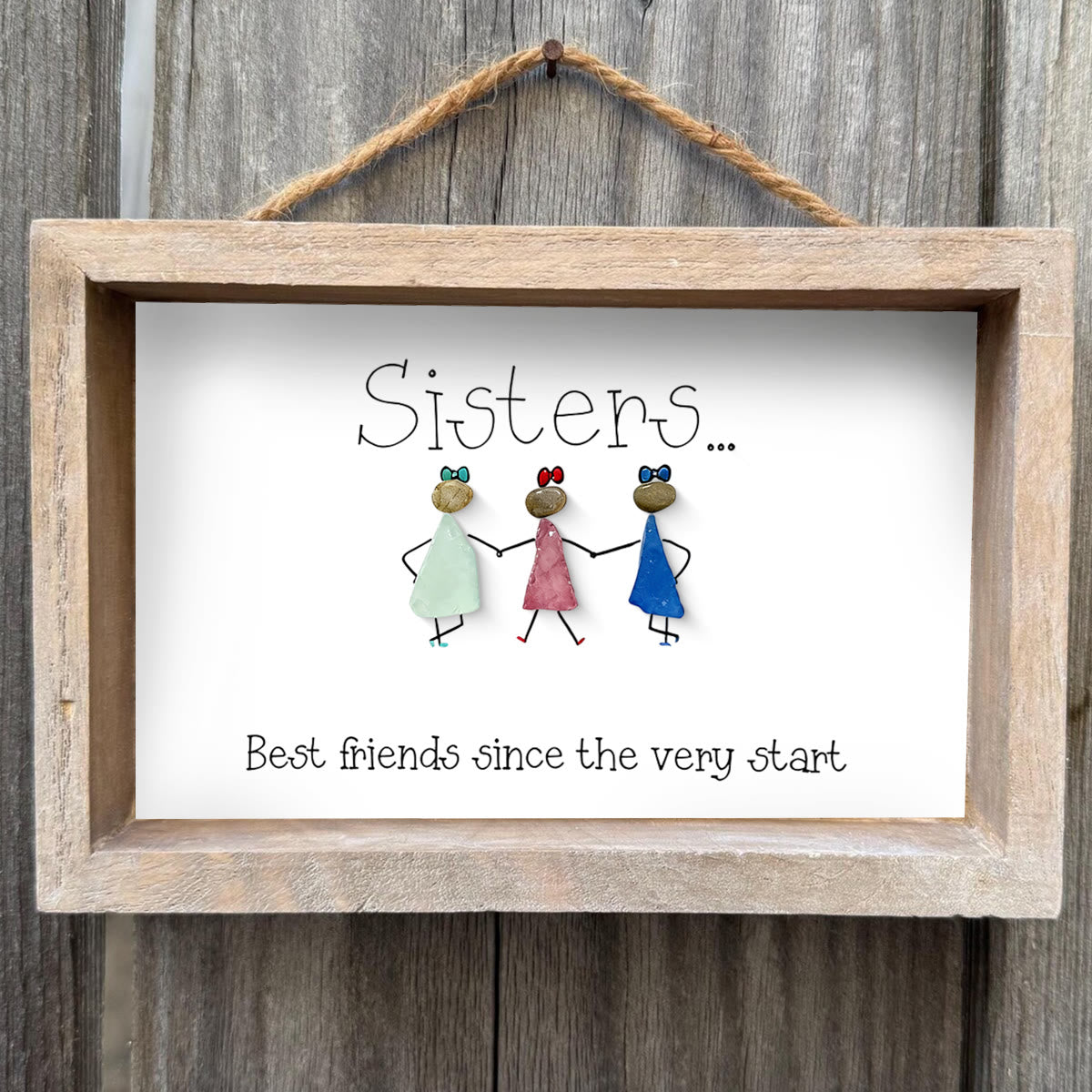 Sisters Are Best Friends Sea Glass Framed Art - image 5