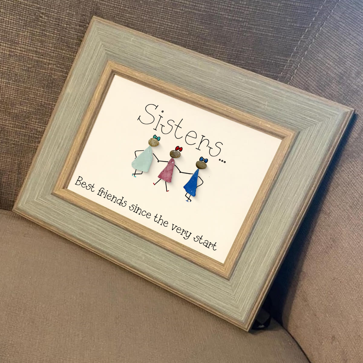 Sisters Are Best Friends Sea Glass Framed Art - image 8