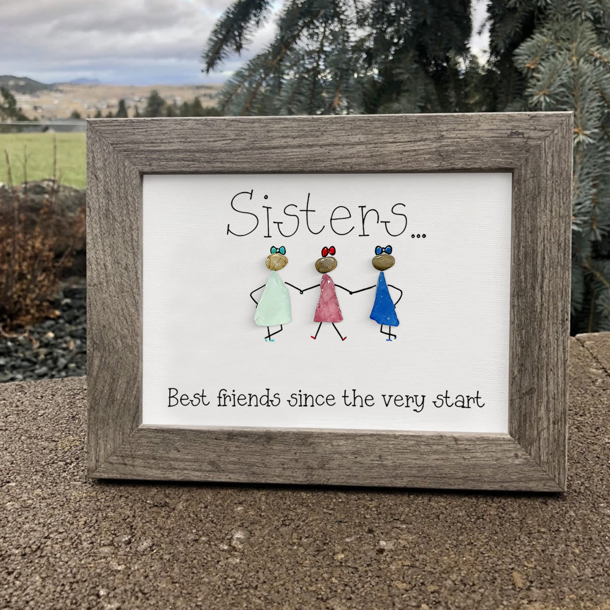Sisters Are Best Friends Sea Glass Framed Art - image 6