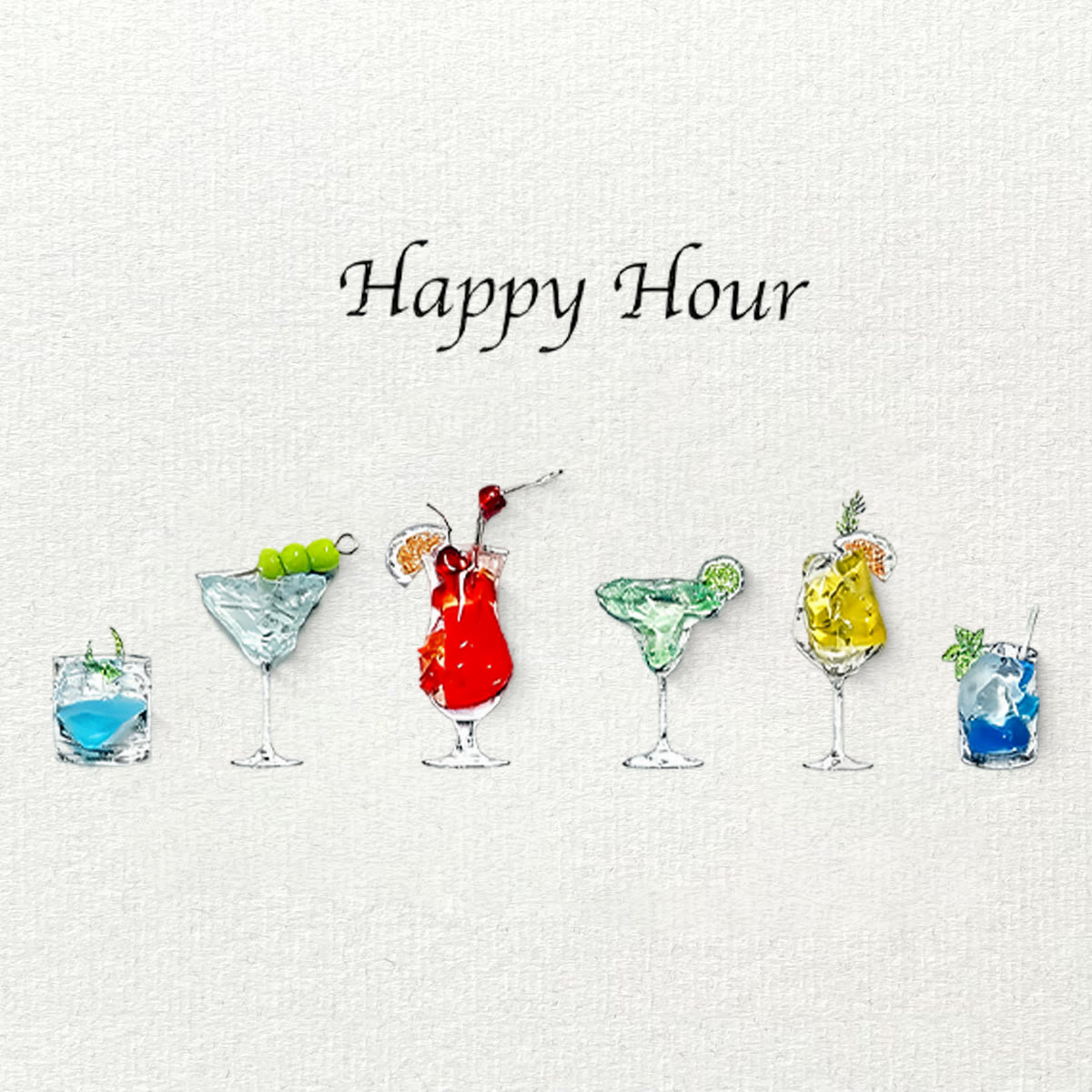 Happy Hour Cocktail Sea Glass Artwork Card With Frame - image 5