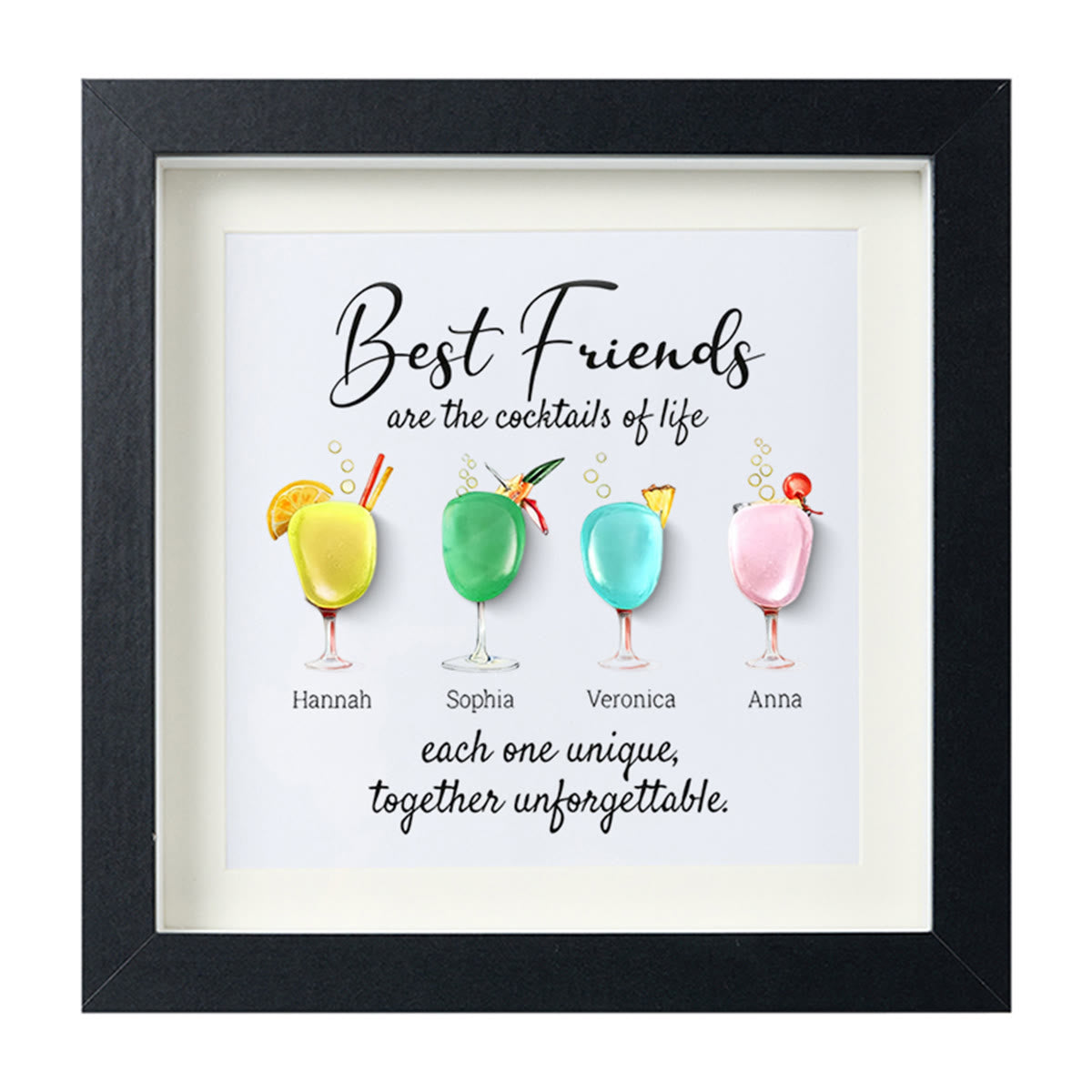 Best Friends Friendship Gift Seaglass Card Artwork With Frame - Black - 8" X 8" - image 10