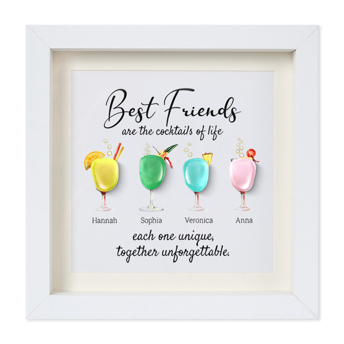 Best Friends Friendship Gift Seaglass Card Artwork With Frame - White - 8" X 8" - image 11