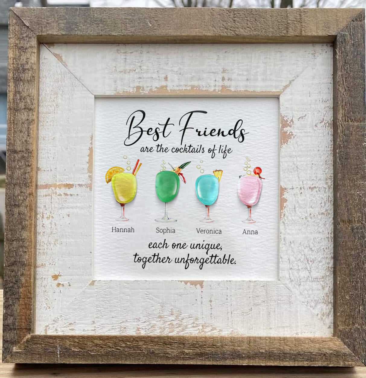 Best Friends Friendship Gift Seaglass Card Artwork With Frame - image 3
