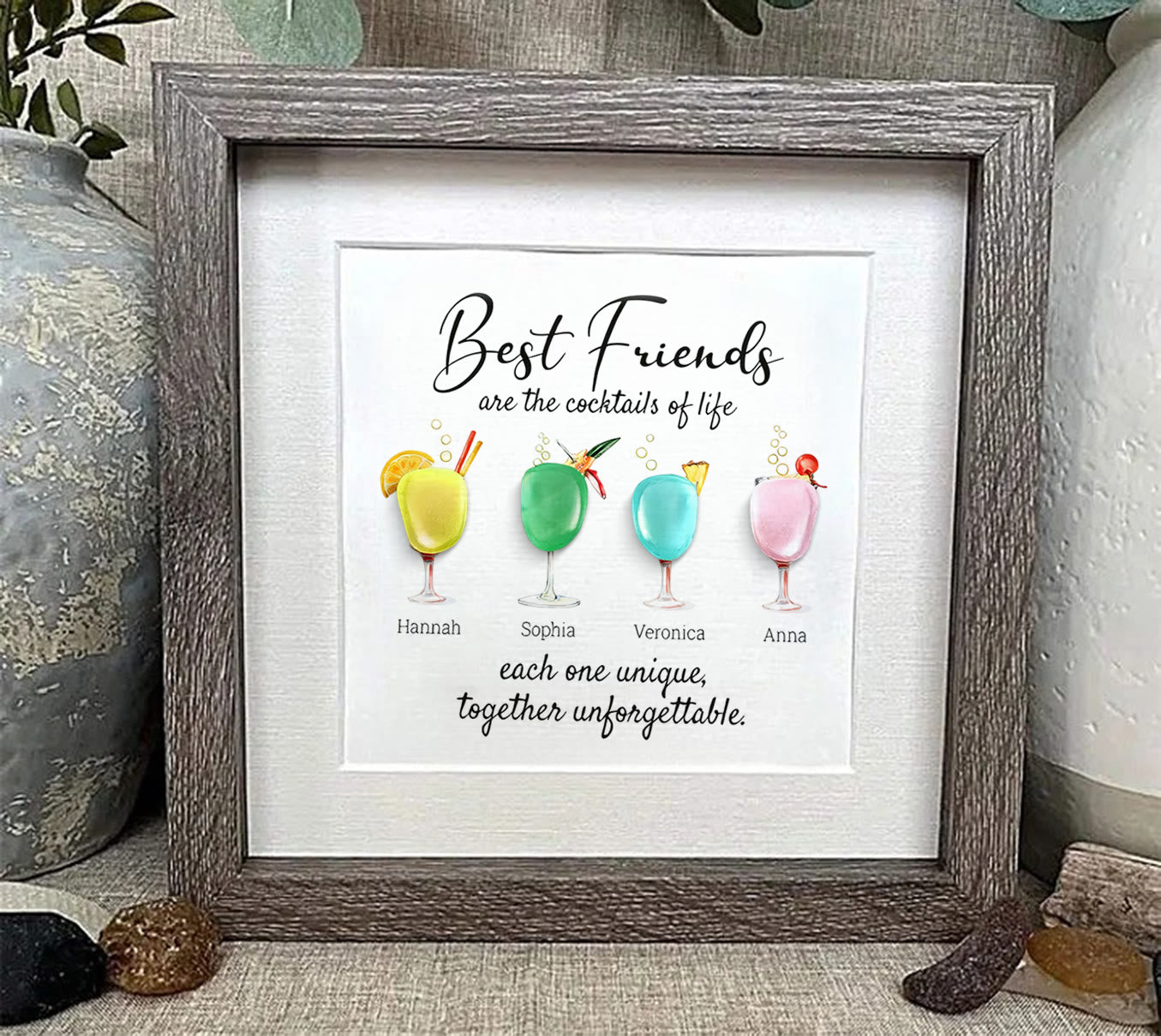 Best Friends Friendship Gift Seaglass Card Artwork With Frame - image 4