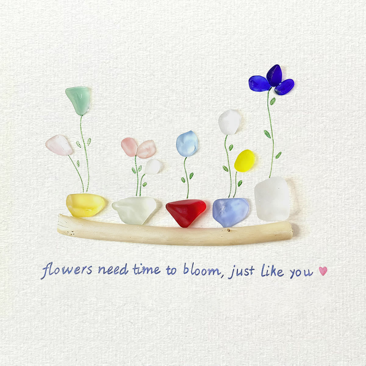 Encourage Colorful Flower Seaglass Card Artwork With Frame - image 7