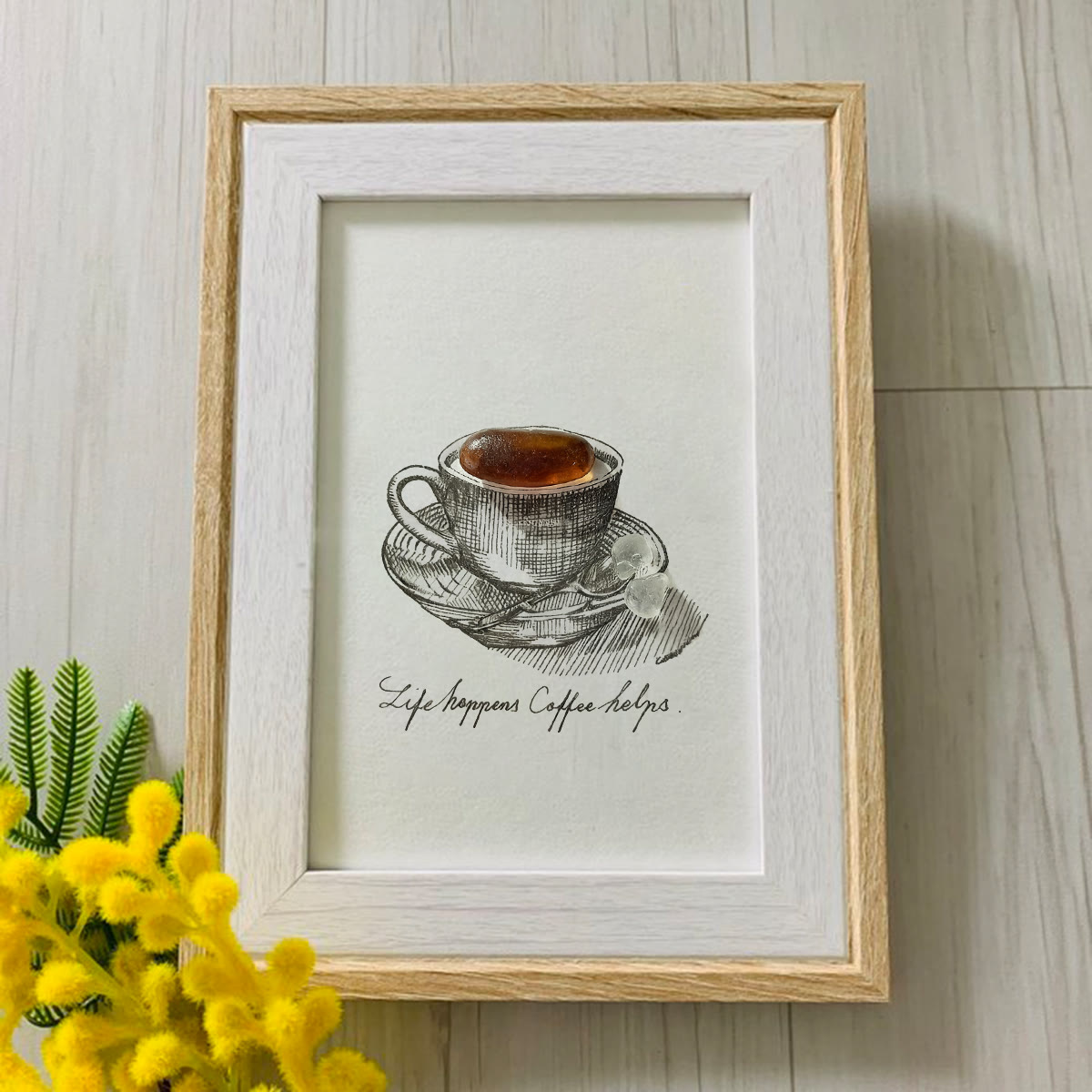 Life Happens Coffee Helps Seaglass Card Artwork With Frame - image 3