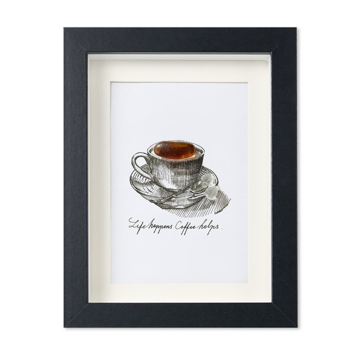 Life Happens Coffee Helps Seaglass Card Artwork With Frame - Black - 8" X 6" - image 11