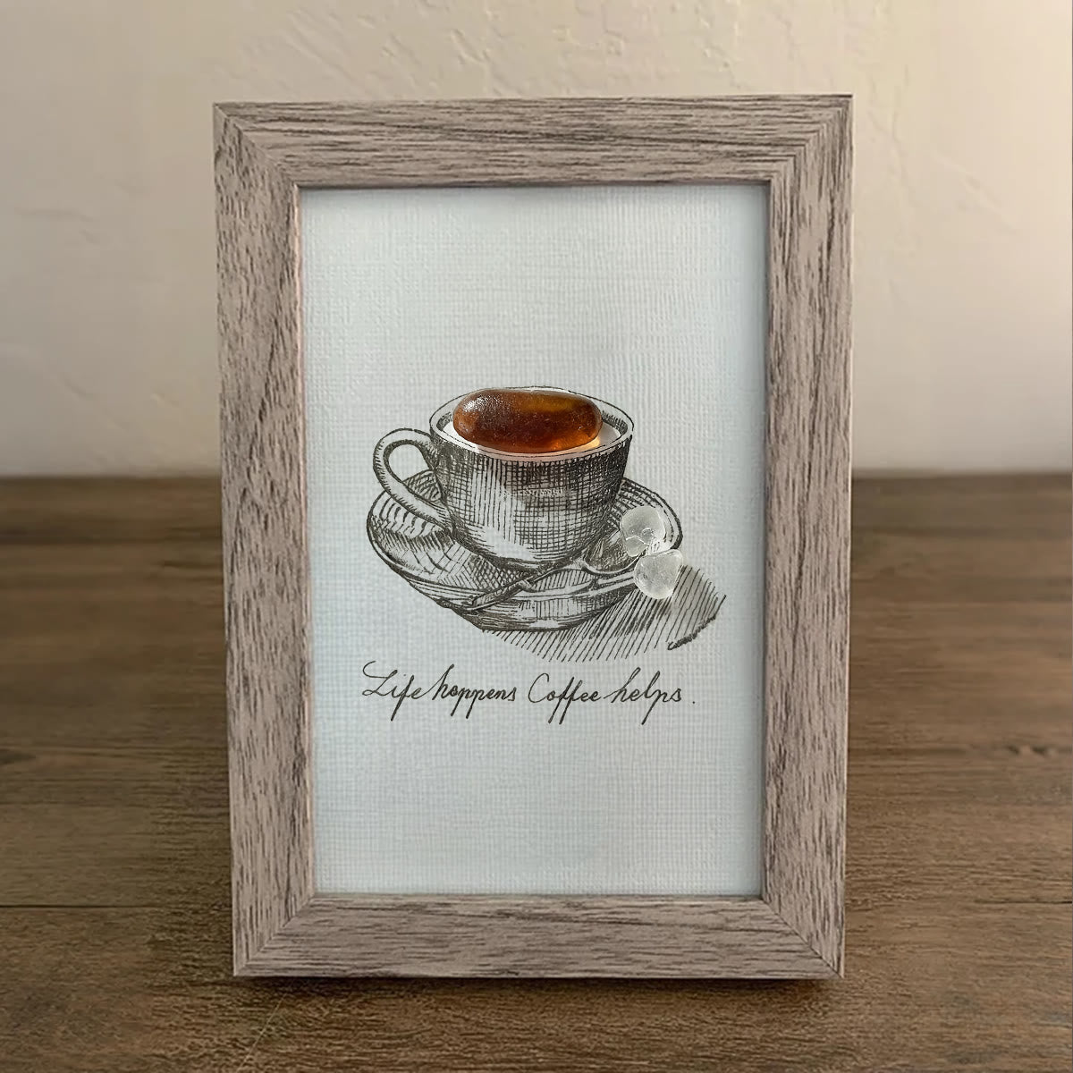 Life Happens Coffee Helps Seaglass Card Artwork With Frame - image 6