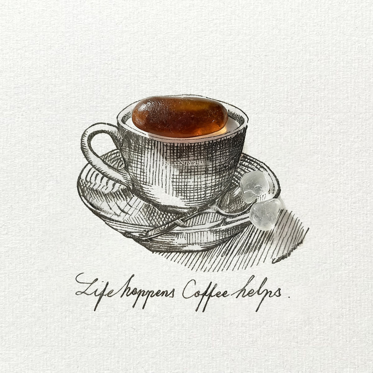 Life Happens Coffee Helps Seaglass Card Artwork With Frame - image 8
