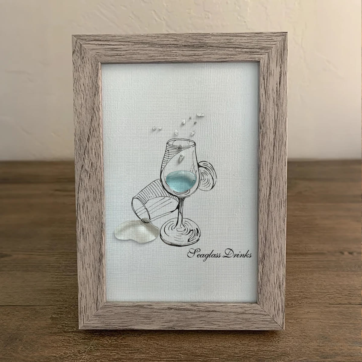 Cocktail Drinks Seaglass Card Artwork With Frame - image 5
