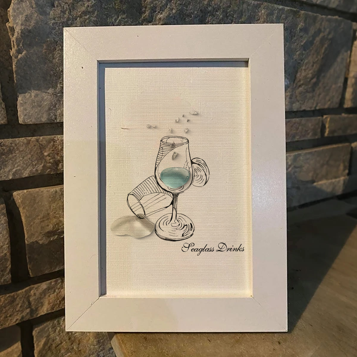 Cocktail Drinks Seaglass Card Artwork With Frame - image 6