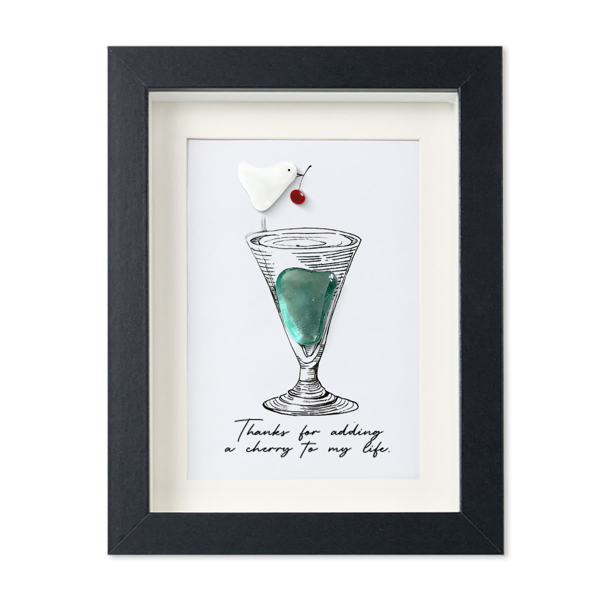 Thanks For Adding A Cherry To My Life Seaglass Card Artwork With Frame - Black - 8" X 6" - image 10