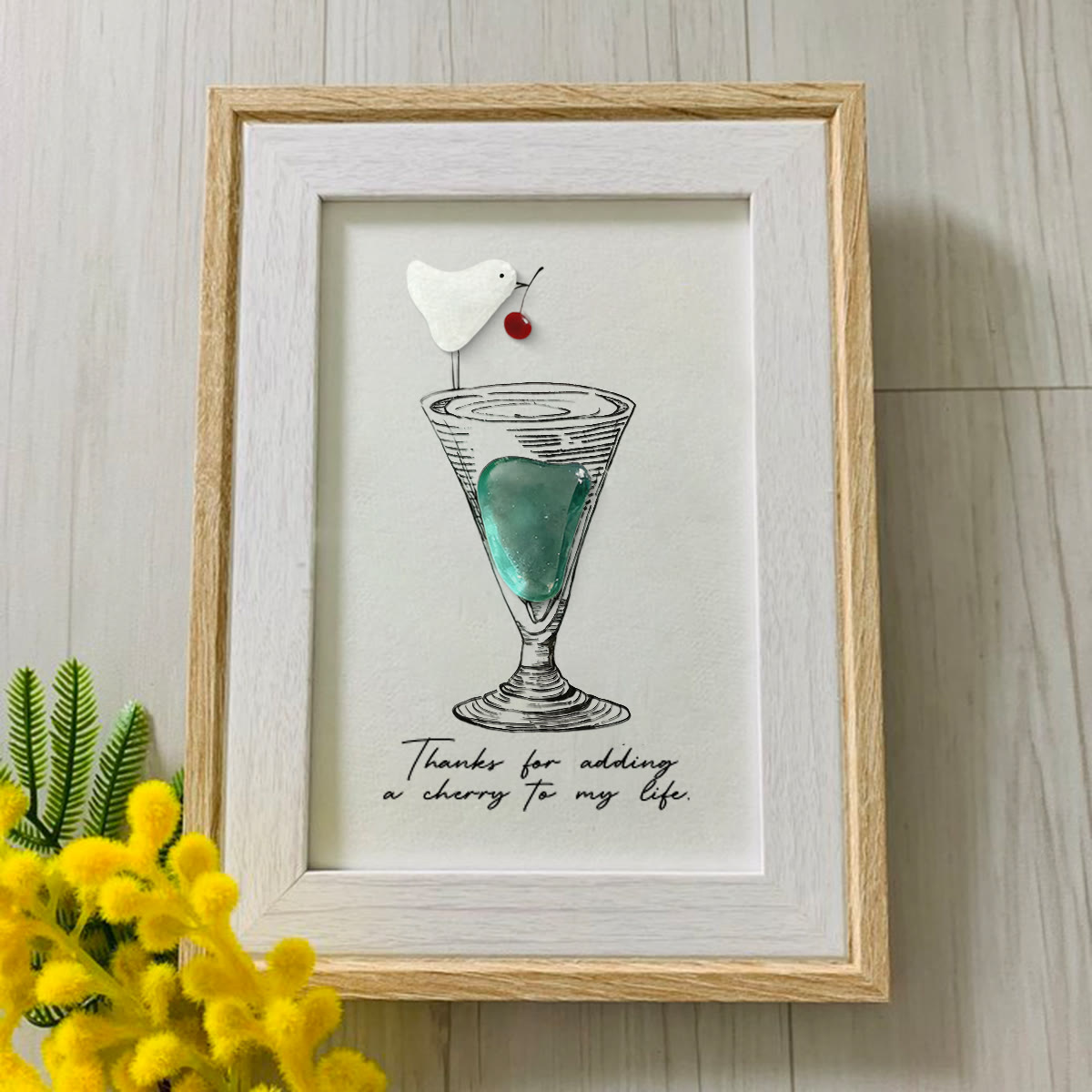 Thanks For Adding A Cherry To My Life Seaglass Card Artwork With Frame - image 0