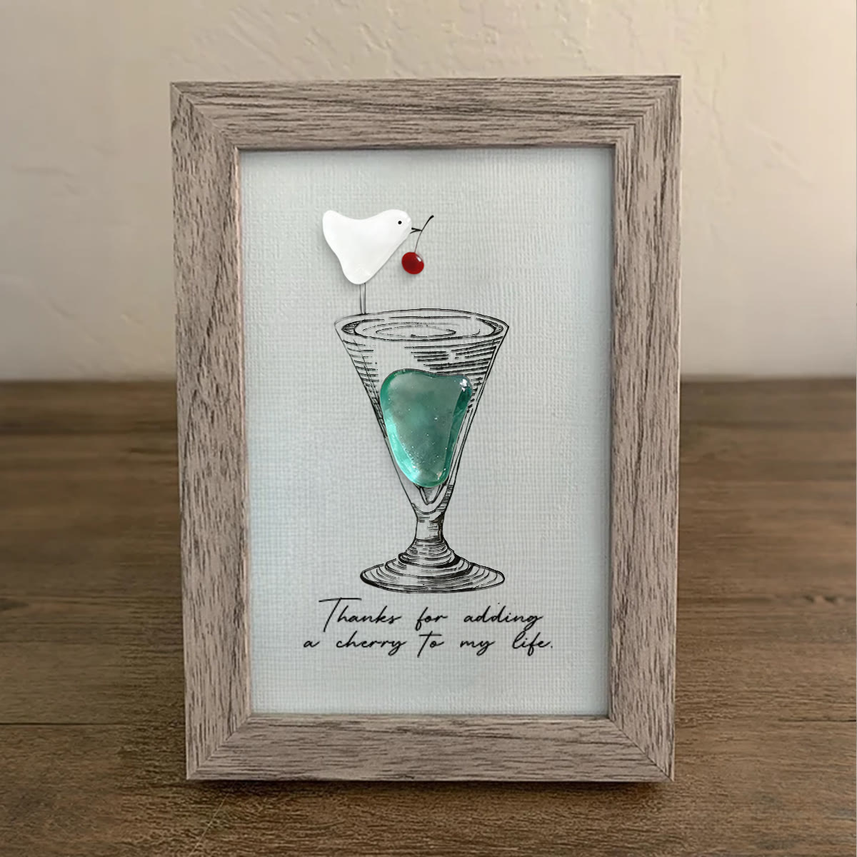 Thanks For Adding A Cherry To My Life Seaglass Card Artwork With Frame - image 6