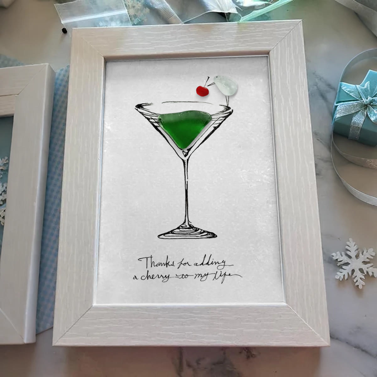 Thanks For Adding A Cherry To My Life Seaglass Card Artwork With Frame - image 2