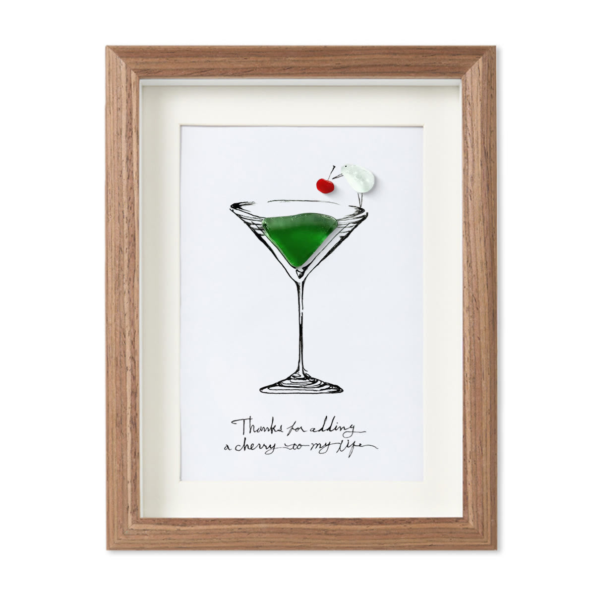 Thanks For Adding A Cherry To My Life Seaglass Card Artwork With Frame - Walnut Brown - 8" X 6" - image 8