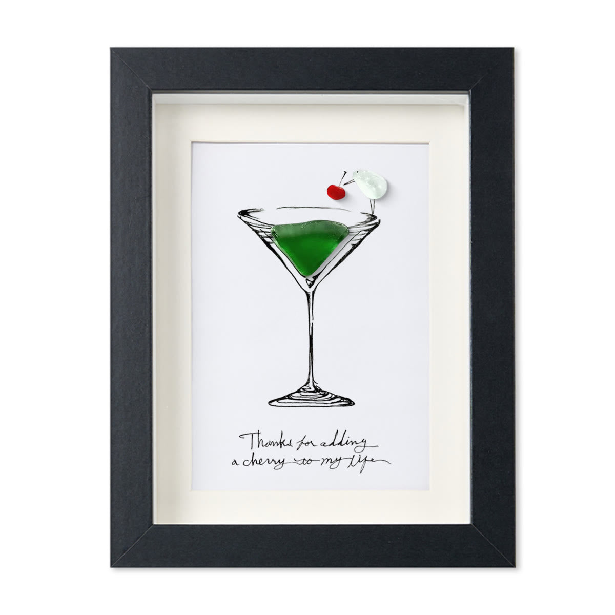 Thanks For Adding A Cherry To My Life Seaglass Card Artwork With Frame - Black - 8" X 6" - image 9