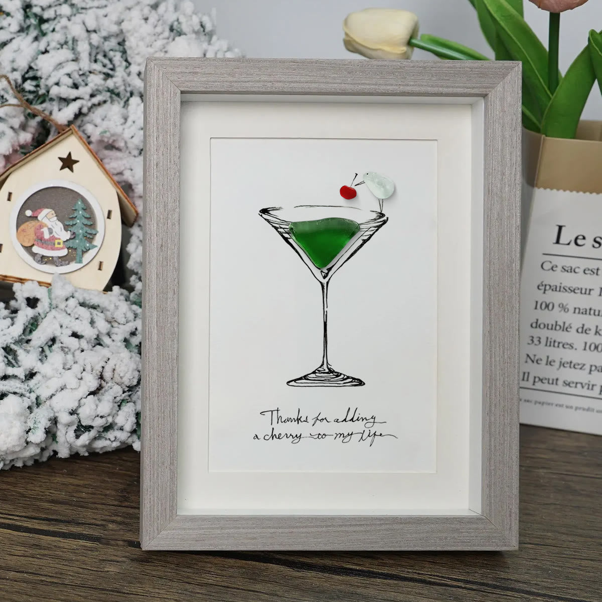 Thanks For Adding A Cherry To My Life Seaglass Card Artwork With Frame - image 4